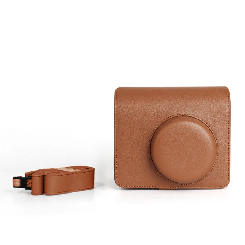Retro Camera Bag for Instax Wide 400 with Shoulder Strap PU Leather Cover Protective Camera Case Peaceful Pleasures Health and Wellness Brown
