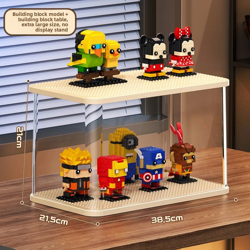 Modular Blind Box Display Case - Clear Dust-Proof Showcase for Anime Figures Customizable DIY Shelving System Multi-Size Options Peaceful Pleasures Health and Wellness Block model table XL