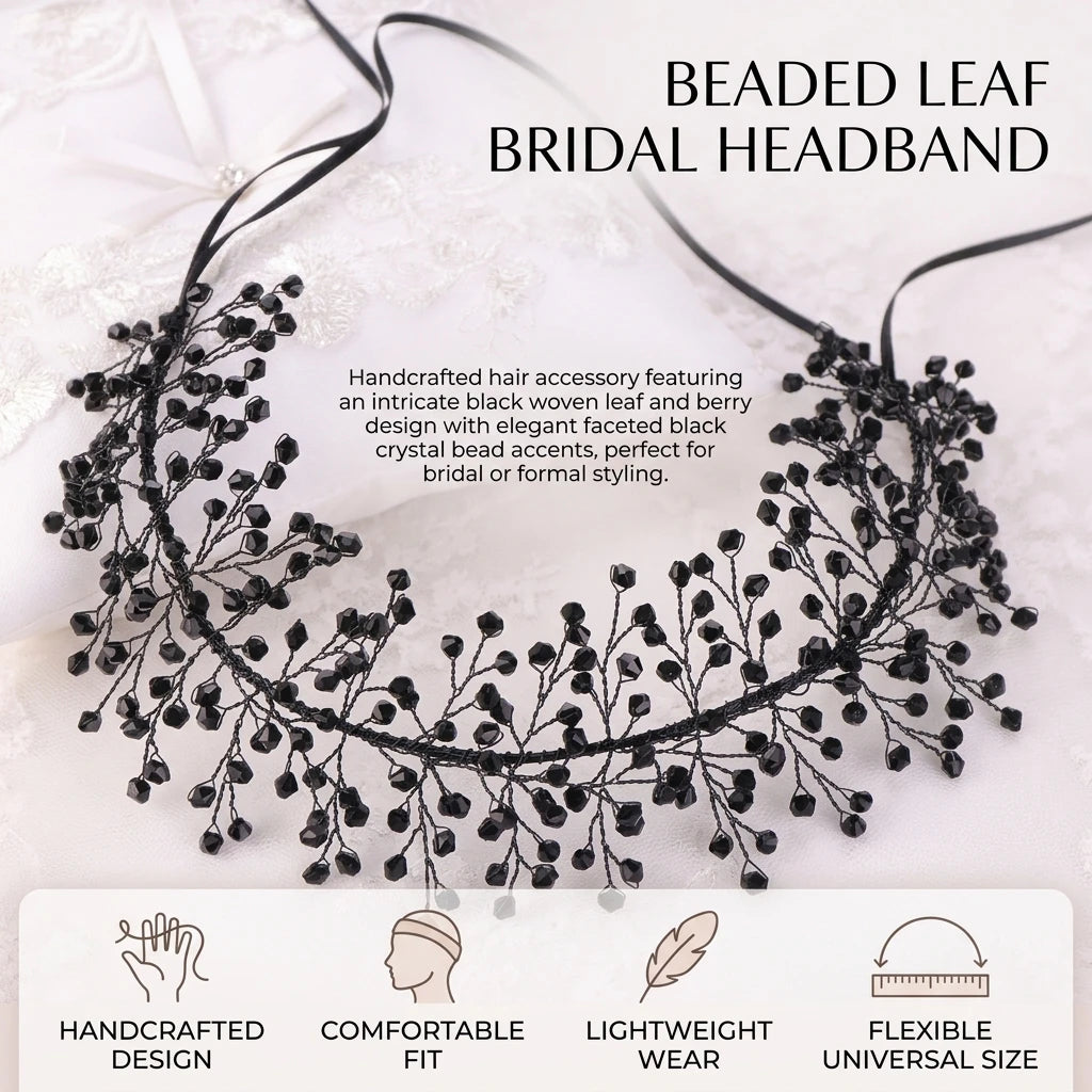 Beaded Red Leaf Bridal Wedding Headband Hair Accessory For Bride And Bridesmaid Peaceful Pleasures Health and Wellness