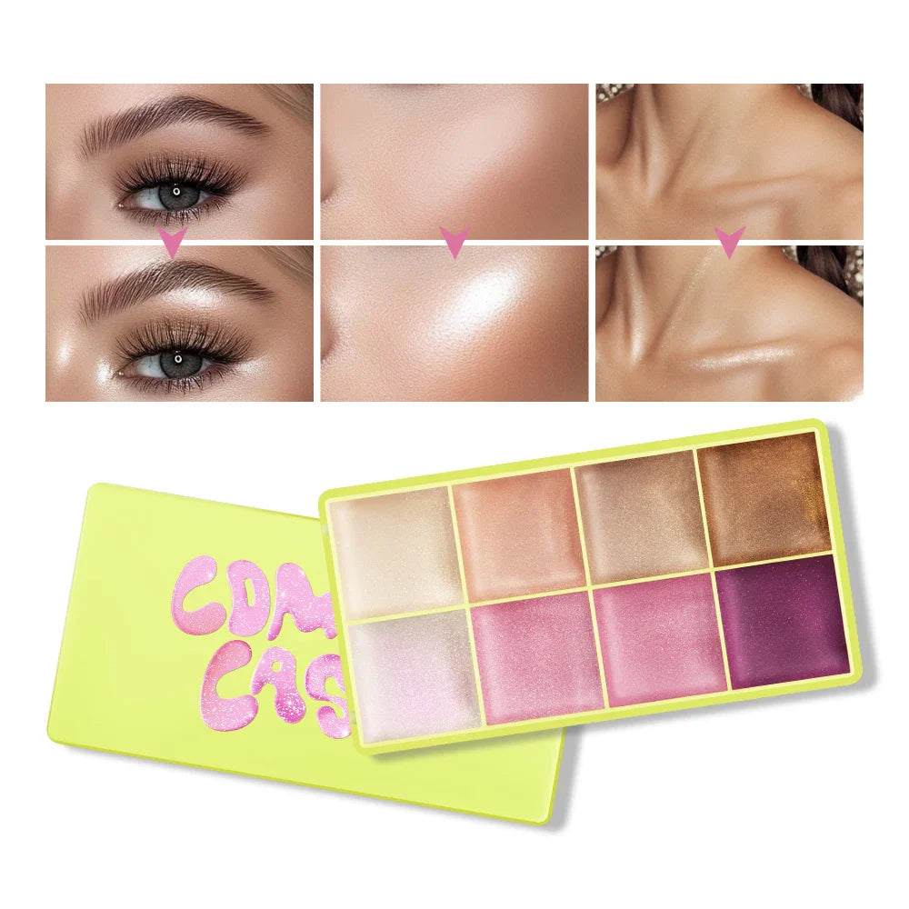 Cream Highlighter Palette 8 Shades – Matte & Shimmer Glow
