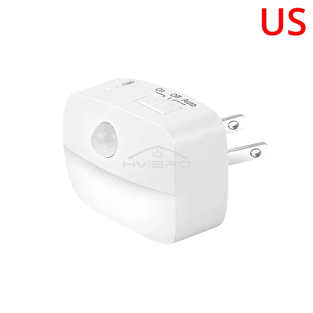 PIR Motion Sensor LED Night Light – 3 Colors, EU & US Plug