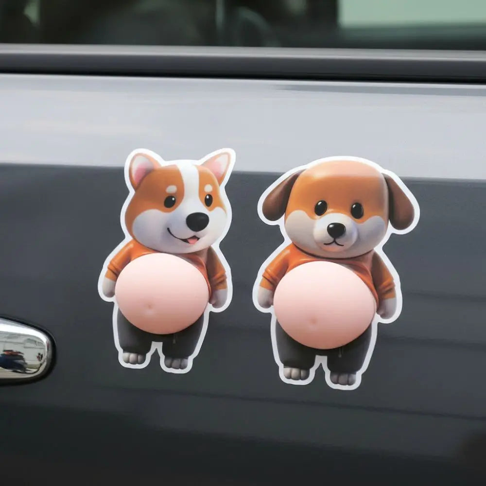 Funny 3D Soft Belly Cat Sticker Squeezeable Self-Adhesive Animal Laptop Decal Silicone Waterproof Inu Dog Phone Case Decoration Peaceful Pleasures Health and Wellness
