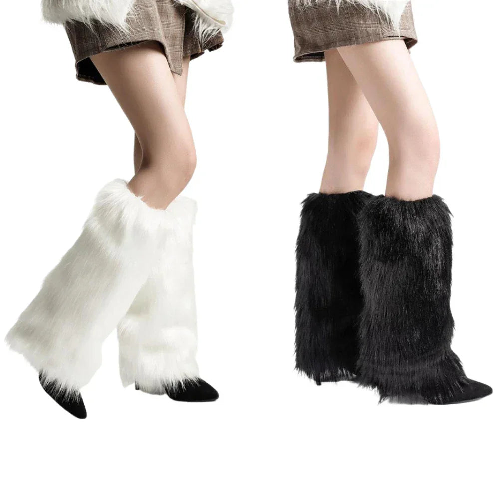 Women Faux Fur Leg Warmers Women Fall Leggings Jk Boots Stocking Girls Lolita Punk Boot Cover Harajuku Fur Foot Warming Cover Peaceful Pleasures Health and Wellness 2PAIRS 35-39