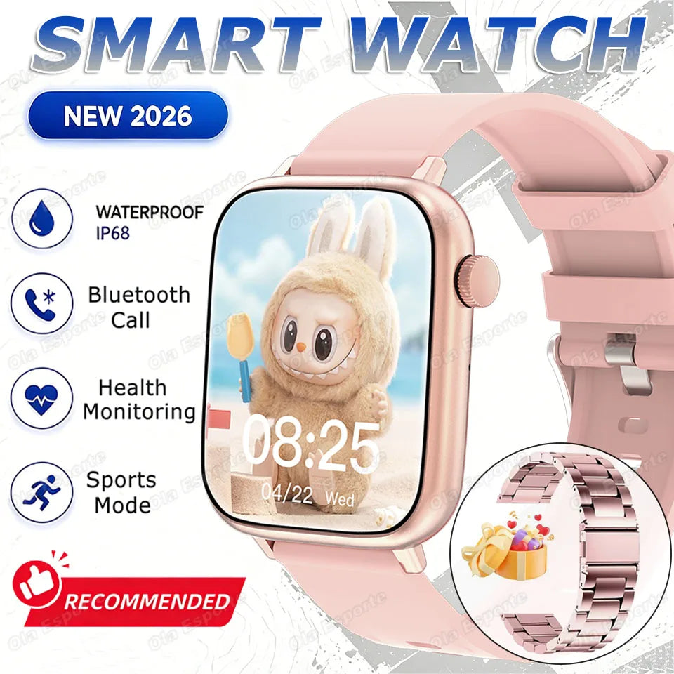 2026 New Full Touch Screen Smart Watch For Men Women Gift 100+Sports Fitness Watch Bluetooth Waterproof Call Digital Smartwatch Peaceful Pleasures Health and Wellness Pk20Szstrap