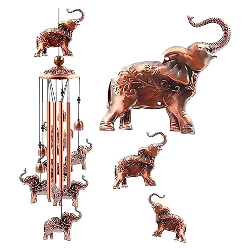 A36T-1 PCS Elephant Chimes For Elephant Windchimes Decoration Garden Decor Iron 4 Aluminum Tube Windchime With S Hook Memorial W Peaceful Pleasures Health and Wellness