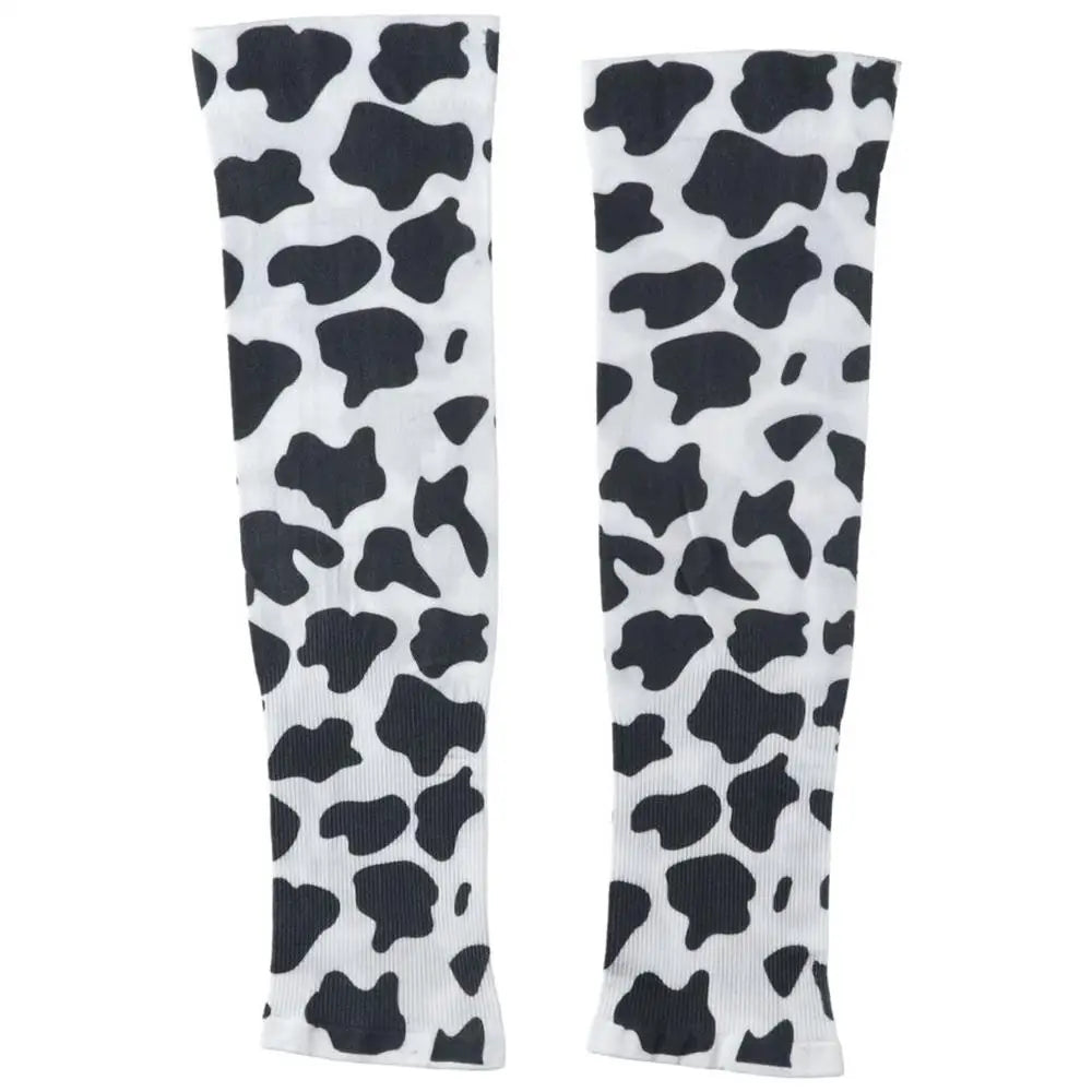 Cow Print Ice Silk Sun Sleeves – Cooling UV Arm Cover Pair