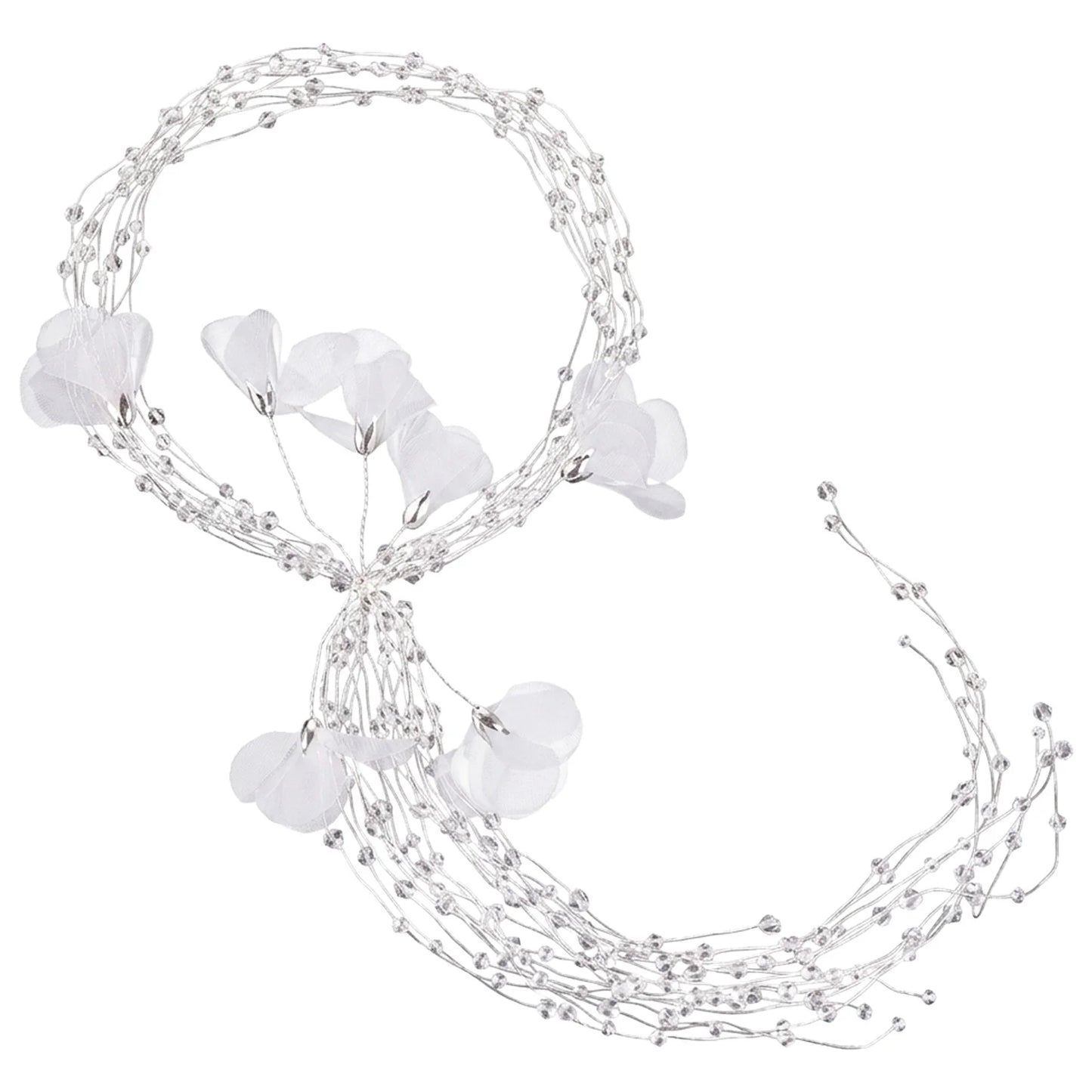 Multi Layer Pearl Headband With 40cm Fringe For Wedding Bridal Accessories Peaceful Pleasures Health and Wellness Silvercrystal flower