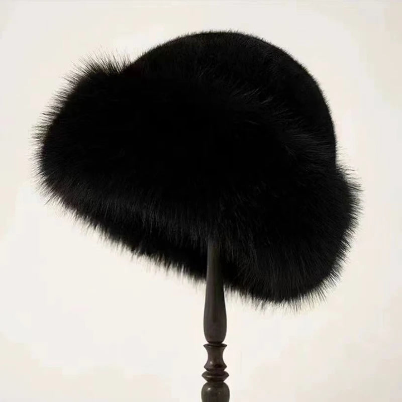 Women's Faux Fox Fur Winter Hat | Warm Windproof Russian Cap
