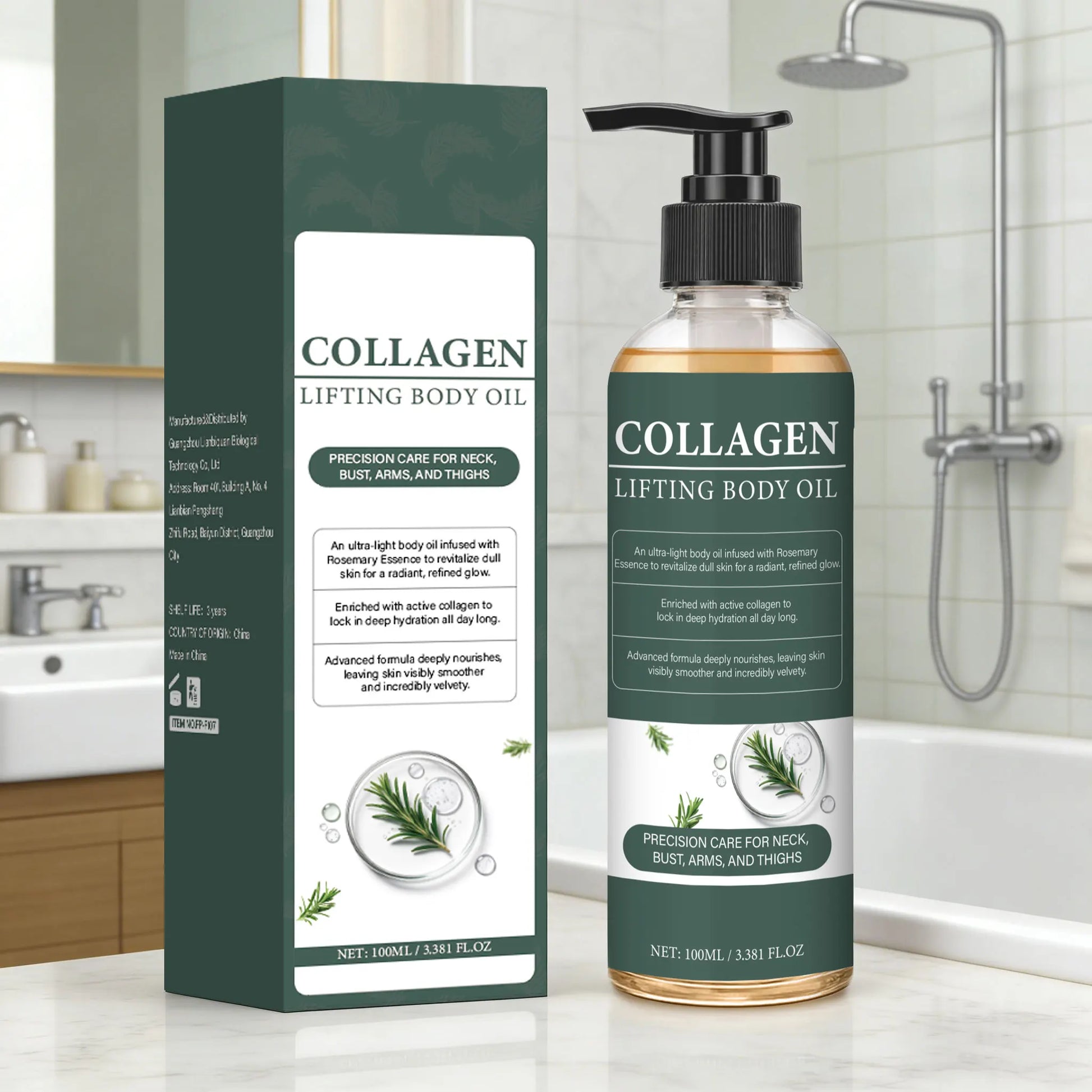 Collagen Lifting Body Oil with Vitamin C and Vitamin E, Hydrates & Nourishes Skin, Firms Skin，Enhances Natural Glow,100ml Peaceful Pleasures Health and Wellness