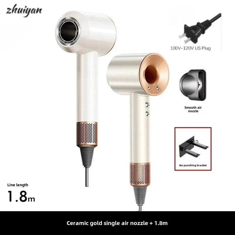 2026 Home Travel Professional Leafless Wall-mounted Hair Dryer Negative Ion with Air Collecting Scattering Nozzle Salon Tool Peaceful Pleasures Health and Wellness gold US