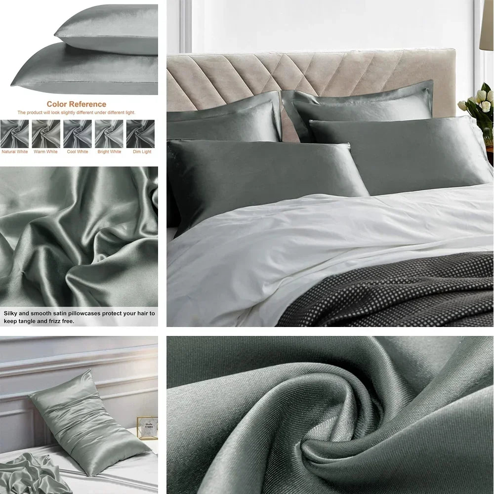 Set of 2/4pc Silky Stain Pillowcase Silky Pillowcase Natural Silk Pillowcase Standard Queen Size Mulberry Silk Pillow Case Peaceful Pleasures Health and Wellness