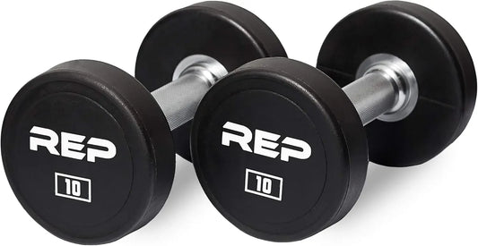 Urethane Coated Round Dumbbells, 5-100 lbs, Singles or Pairs, Steel Core with Chrome Handles for Home Gym Peaceful Pleasures Health and Wellness United States