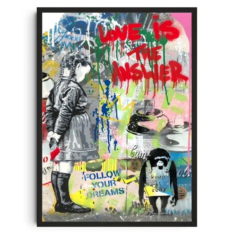 Banksy Graffiti Canvas Wall Art Print | Unframed Home Decor