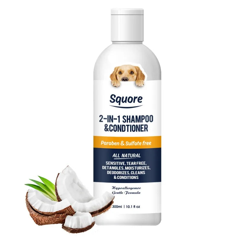 300ml Deodorizing Pet Shampoo Conditioner Natural Moisturizing Formula with PH Balance Dogs Cats Gentle Hypoallergenic Bath Foam Peaceful Pleasures Health and Wellness Default Title