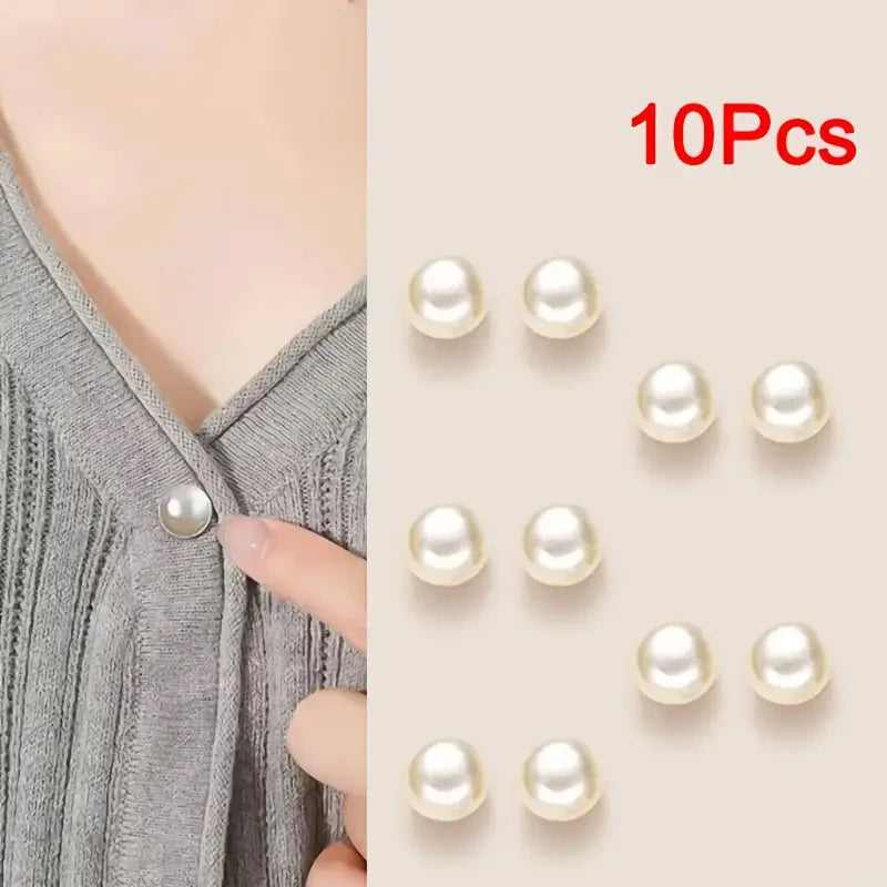 10pcs Pearl Button Pins – DIY Decorative Safety Pin Brooches