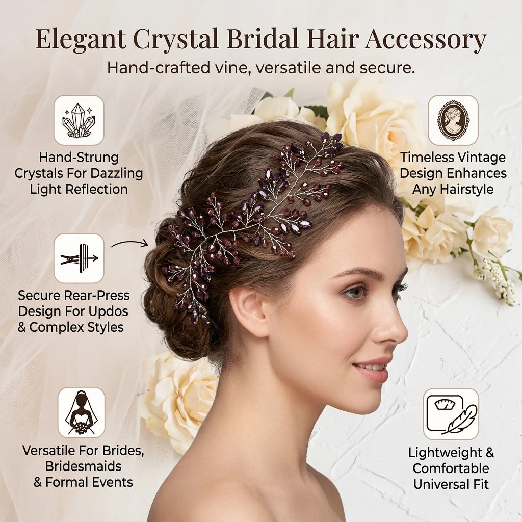 Crystal Bridal Hairpiece Elegant Wedding Headpiece For Women With Alloy Rhinestone Design Peaceful Pleasures Health and Wellness