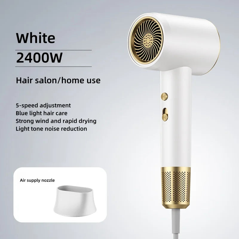 Manufacturer's Direct Selling High-Speed Hair Dryer 2400w High-Power Negative Ion Blue Light Hair Care Home Hair Salon Hair Drye Peaceful Pleasures Health and Wellness O-White-1 EU