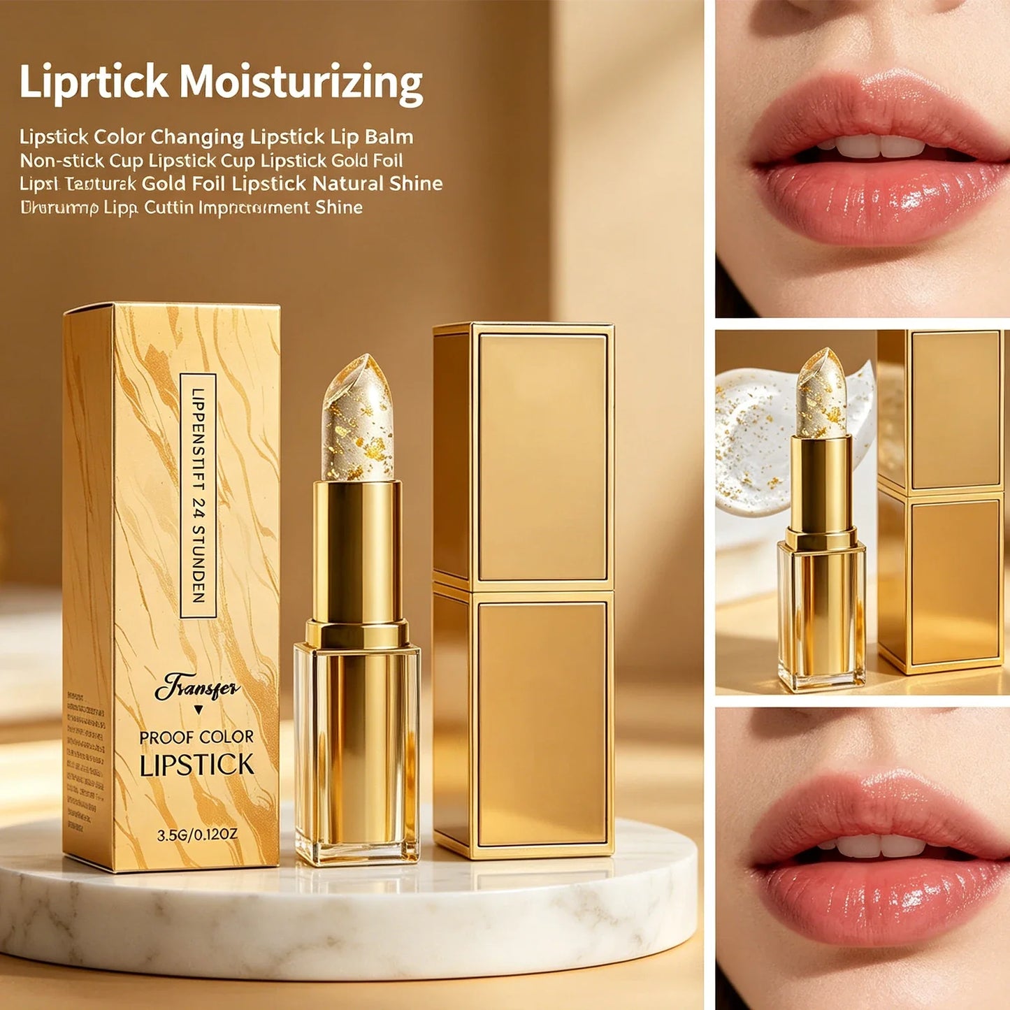 Gold Foil Color-Changing Lip Balm – Hydrating & Plumping
