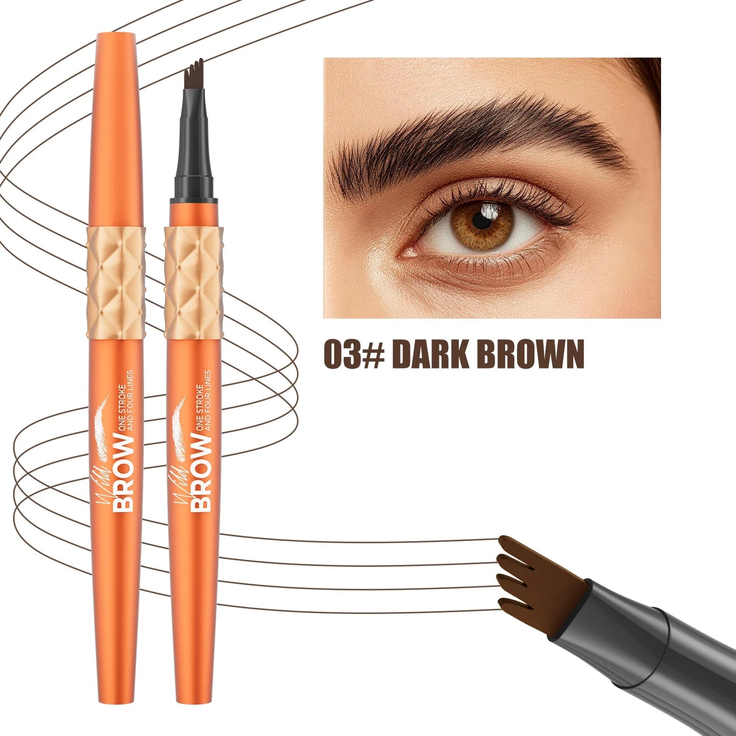 Hello Kiss 4-Tip Waterproof Liquid Eyebrow Pen | 3D Microblading