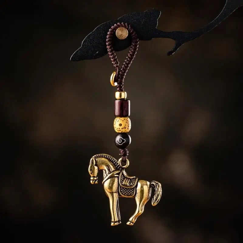 2026 Chinese Zodiac Horse Copper Feng Shui Lucky Pendant Keychain