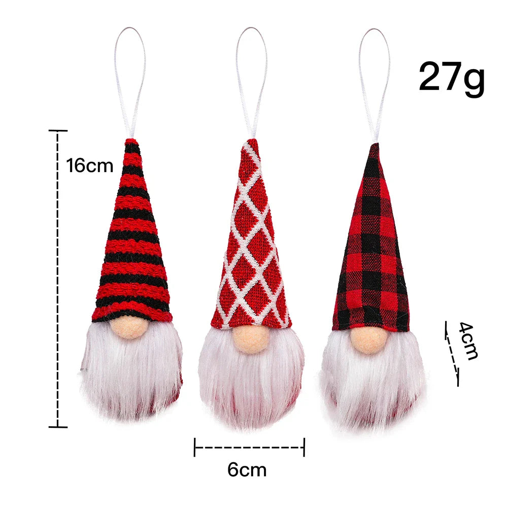 Christmas Faceless Gnome Ornaments – Soft Felt Pendants, Set of 3