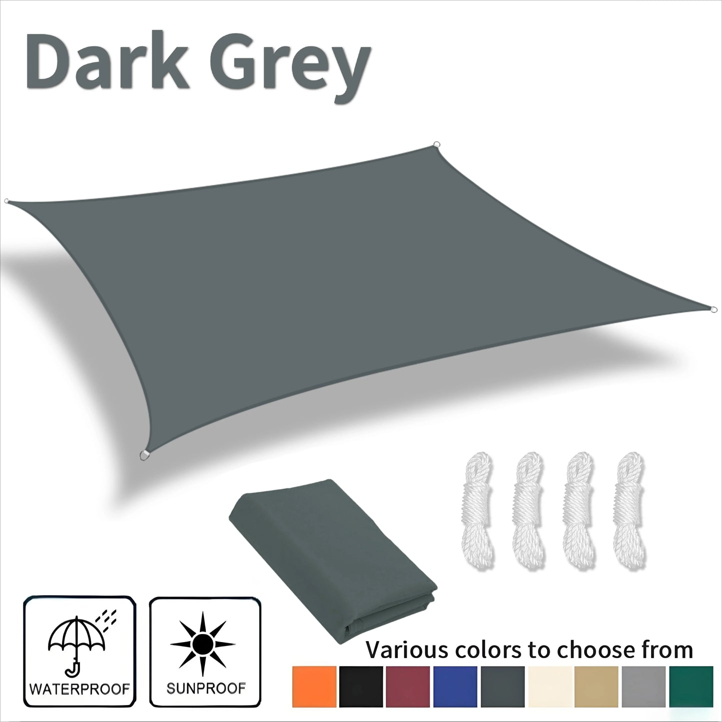 Waterproof Rectangle Sun Shade Sail – 98% UV Block Canopy
