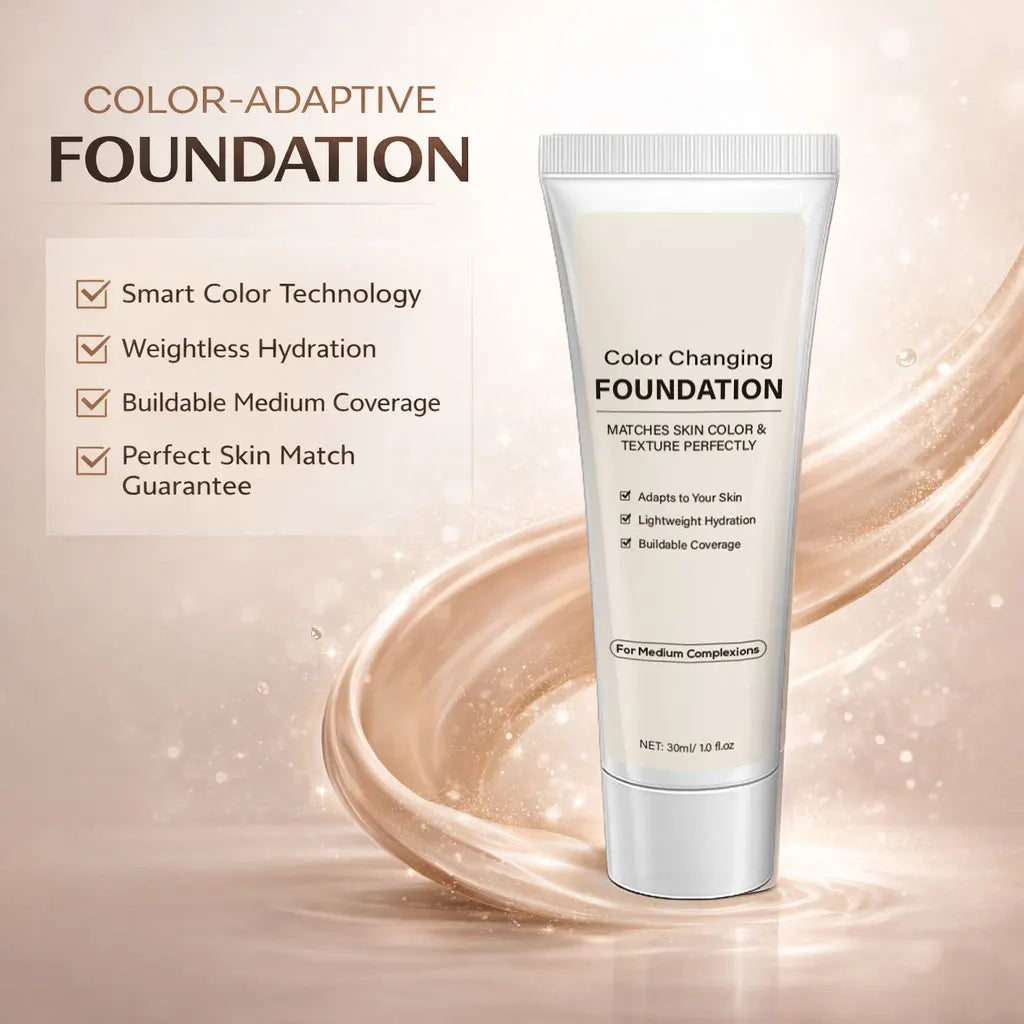 Color Changing Foundation for Women,Instantly Adapts to Your Skin Tone,12-Hour Wear – Natural Dewy Finish - Medium Dark, 30ml Peaceful Pleasures Health and Wellness
