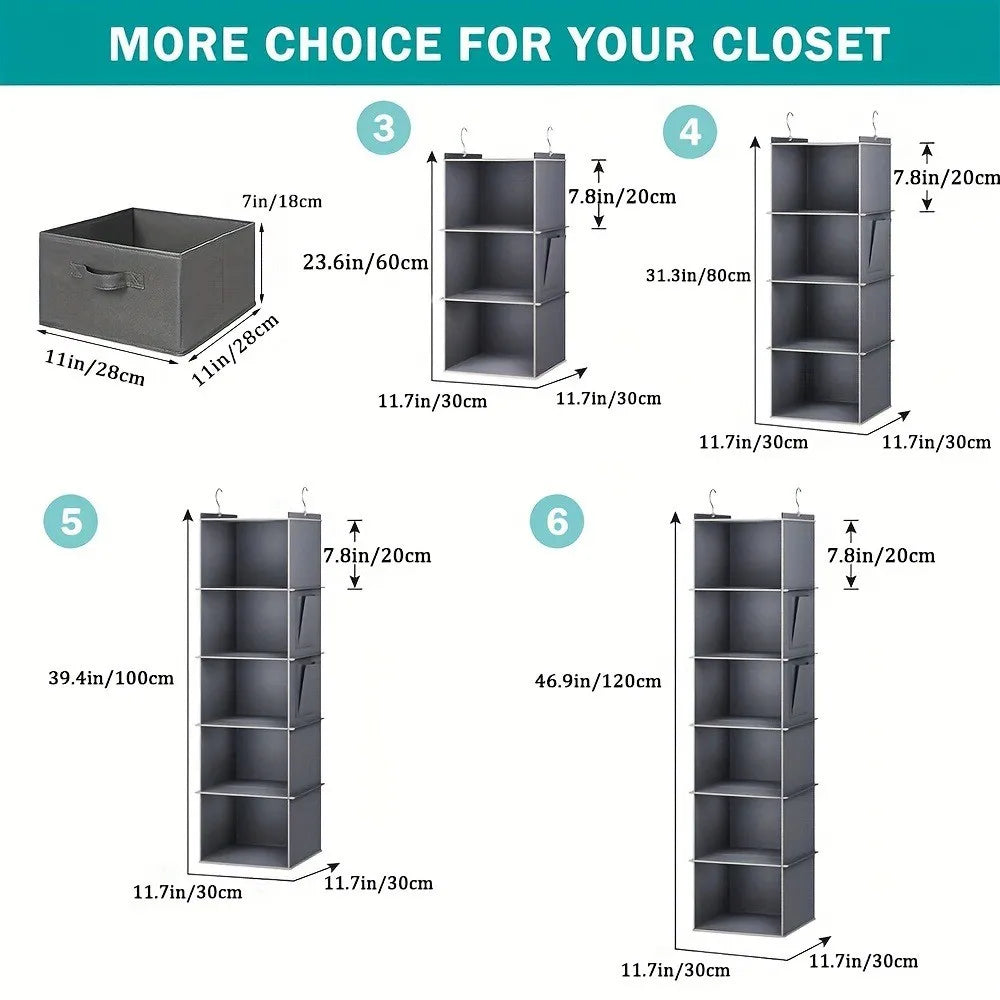 Hanging Closet Organizer and Storage, Foldable 6-Shelf Closet Hanging Storage Shelves with 2 Hooks for Shoe Cap Clothes Pants Peaceful Pleasures Health and Wellness