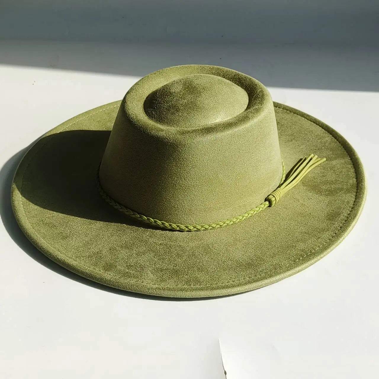Vegan Suede Fedora Hat | Rhinestone Wide Brim Pork Pie