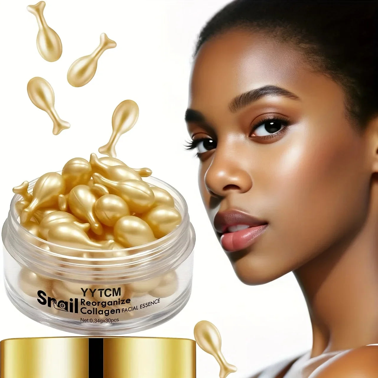 Snail Collagen Essence Capsules | Squalane, Fullerene & Ginseng