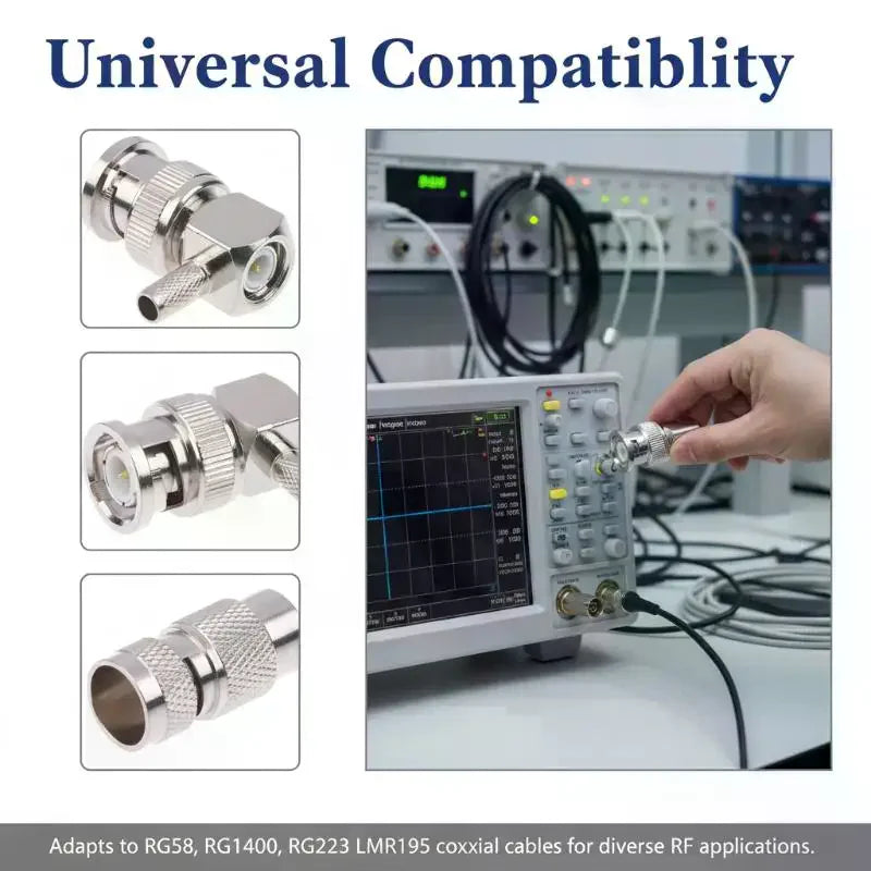 90° BNC Male Right Angle Crimp RF Connector 50 Ohm – RG58 RG142