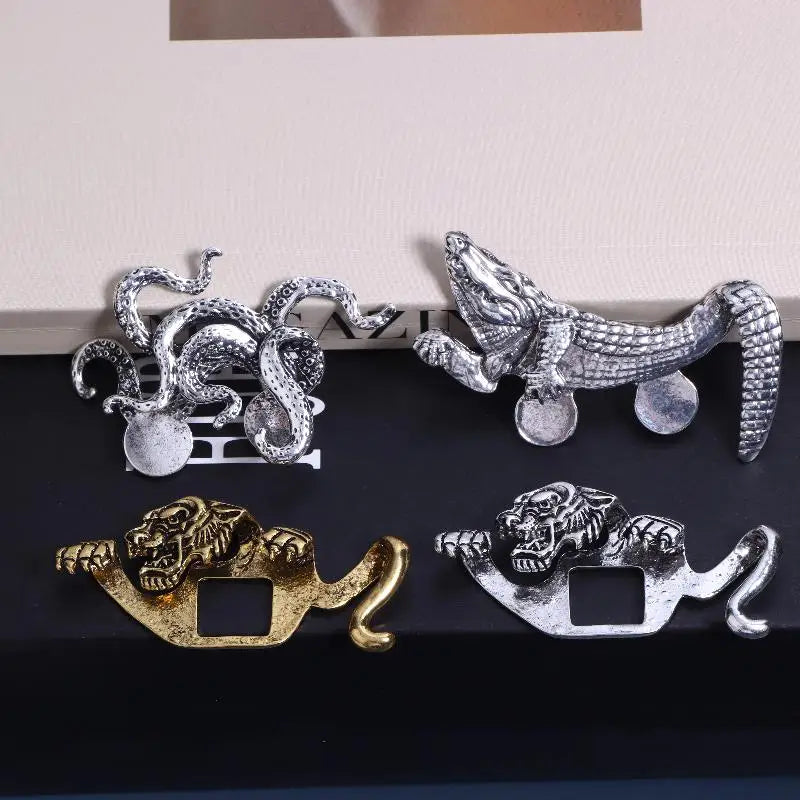 Zinc Alloy Lapel Pin with Crocodile Tiger Design Peaceful Pleasures Health and Wellness
