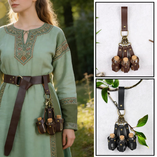 Medieval Witch Magic Potion Bottle PU Leather Stand Belt Accessories Peaceful Pleasures Health and Wellness