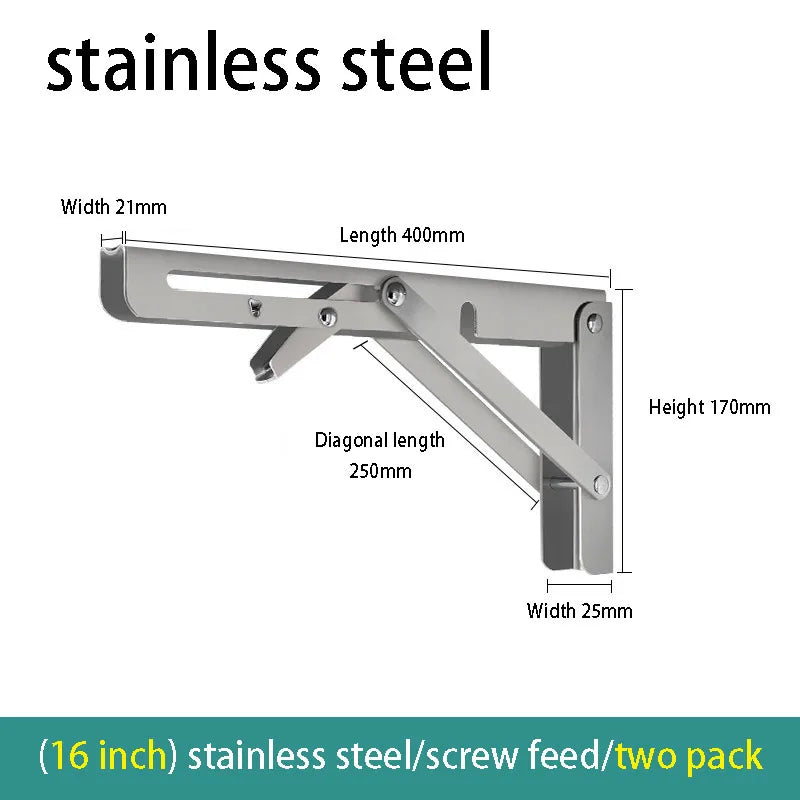 2PCS Folding Wall Shelf Brackets – Stainless Steel Right Angle