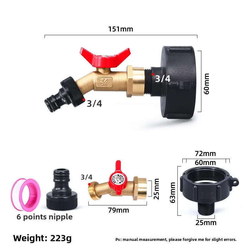 NPS 3/4 IBC Tank Faucet Adapter & Garden Hose Quick Connect