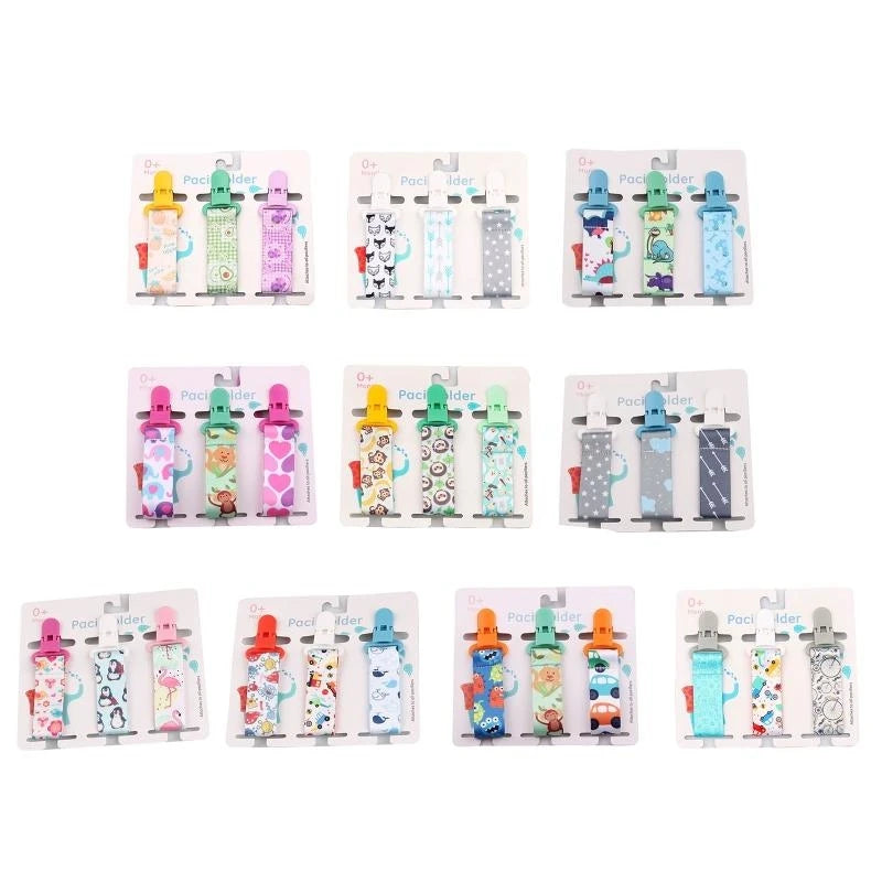 Cartoon Baby Pacifier Clips 3-Pack | Soother Holder Chain