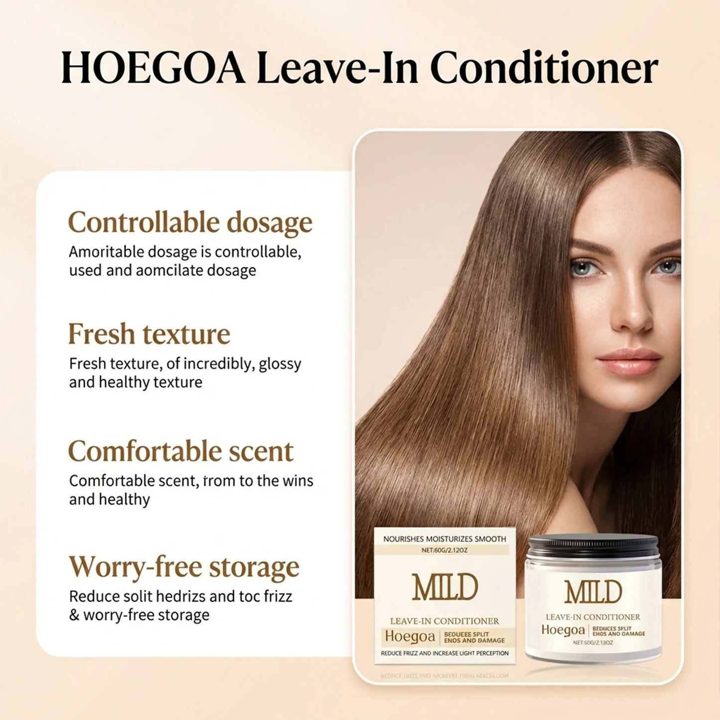 HOEGOA Leave-In Hair Cream – Anti-Frizz Moisturizer 60g