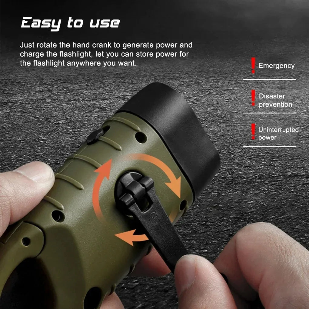 Solar Hand Crank LED Flashlight – Emergency Dynamo Torch