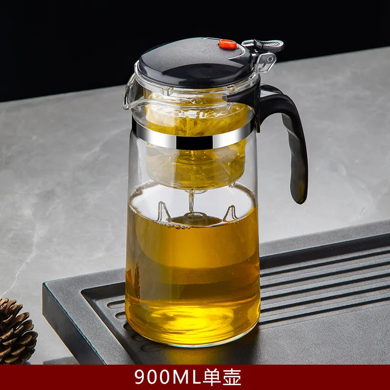 HMLOVE Heat Resistant Glass Teapot Puer Kettle Tea Infuser Filter
