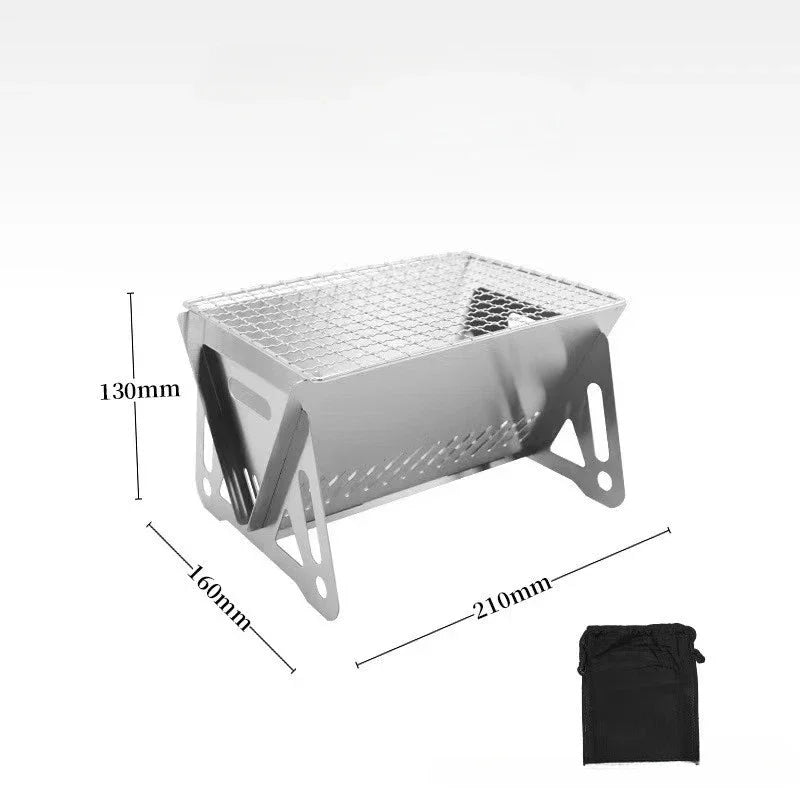 Portable Folding Charcoal BBQ Grill | Outdoor Stainless Steel Grill