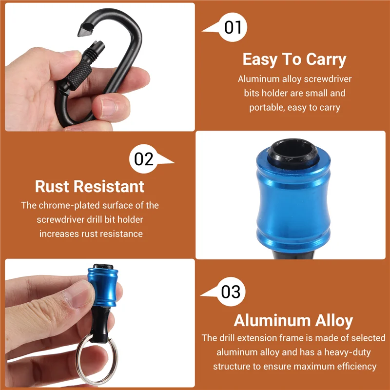 A36T-12Pieces 1/4 Inch Hex Shank Bits Holder Keychian, Keychain Extension Bar Screwdriver Bit Holder Socket Adapter Peaceful Pleasures Health and Wellness