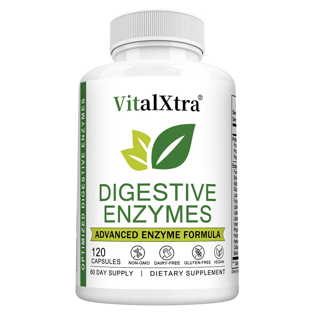 Digestive Enzymes Capsules - Most Essential Digestive Enzymes (Amylase, Lipase, Bromelain, Lactase, Cellulase, Invertase) Peaceful Pleasures Health and Wellness 120 count-1bottle