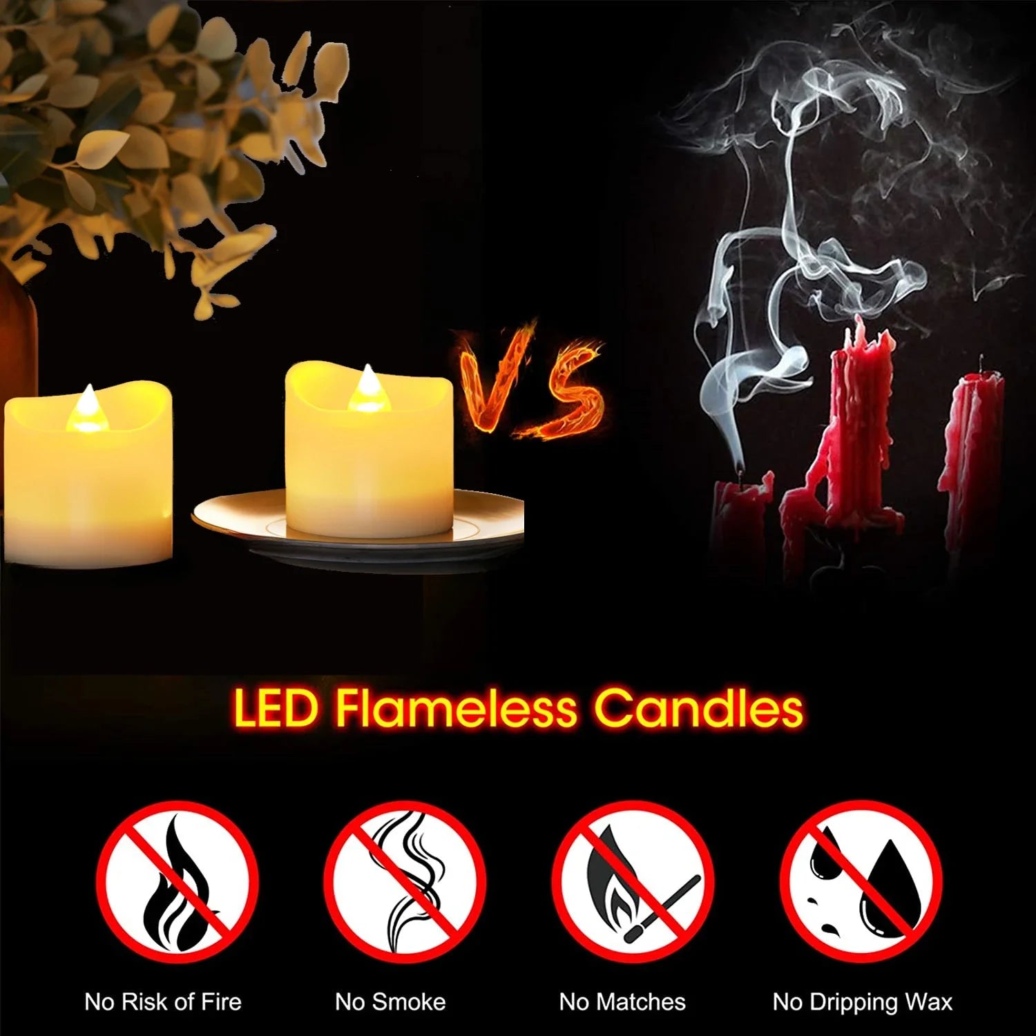 LED Tea Lights with Remote Control lameless Tealights Candles Battery Operated Flickering Tea Lights for Christmas Halloween Dec Peaceful Pleasures Health and Wellness