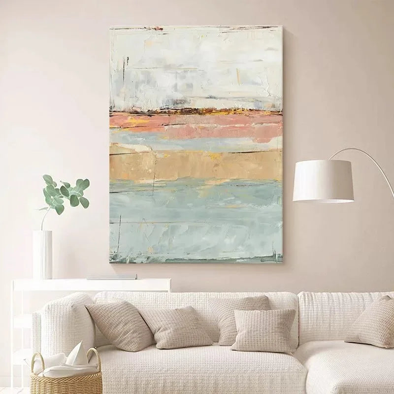Modern Hand Painted Canvas Oil Painting Nordic Abstract Wall Art Home Decoration Mural Living Room Bedroom Porch Hanging Poster Peaceful Pleasures Health and Wellness