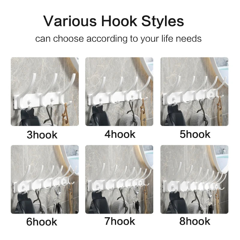 Folding Aluminum Robe & Towel Wall Hooks | 6-Pack Black White