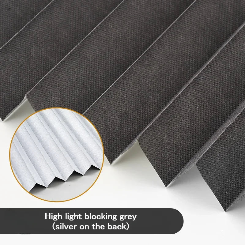 5 Size Self-adhesive Pleated Blinds Bathroom Balcony Shades Half Blackout Windows Curtains for Bedroom Living Room Balcony Peaceful Pleasures Health and Wellness High blackout Grey 60cm X 180cm