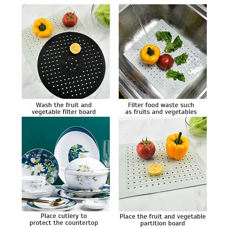 Quick-Dry Rubber Sink Mat – Anti-Slip Kitchen Sink Protector & Heat-Insulating Drain Pad