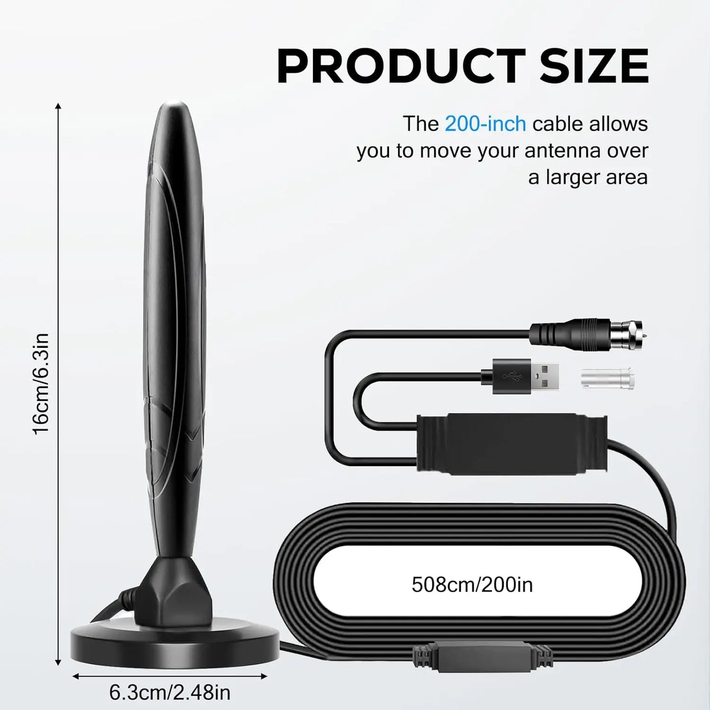 Dual-Amplification Magnetic USB Digital TV Antenna DVB-T