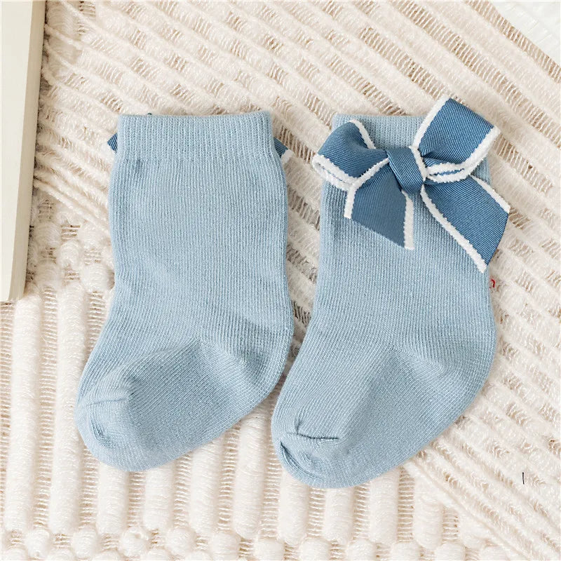Baby Girls Cotton Bow Socks | Princess Style | Ages 0–5