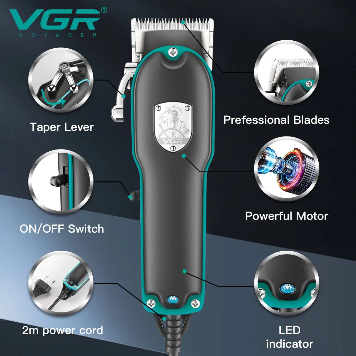 VGR Professional Electric Hair Clipper with Super Power Direct Insertion Hair ClipperMetal Blade Cleaning and Hair Removal V-123 Peaceful Pleasures Health and Wellness